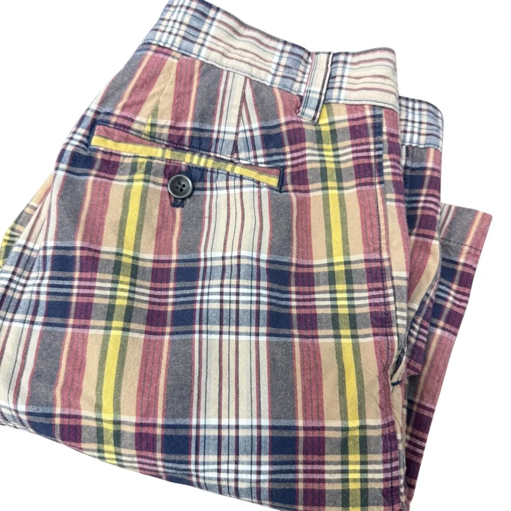 Banana Republic Mens 30 Plaid Cotton Shorts Burgundy Multi 409829-00 Summer 2013